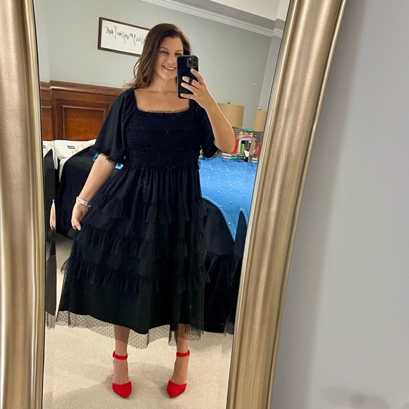 NWOT Black Tulle Dress with Ruffles - Picture 7 of 9